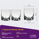Jogo com 2 Copos De Cristal Para Whisky 280 ml Trio Bohemia