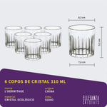 Jogo com 6 Copos de Cristal para Whisky 310 ml Linha Soho L'Hermitage