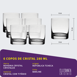 Jogo com 6 Copos de Cristal Para Whisky 280 ml Barline Bohemia