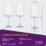 Jogo 2 Taças de Cristal Para Vinho Tinto 460 ml Xtra Bohemia