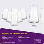 Jogo 6 Copos de Cristal Para Água ou Suco 400 ml Xtra Bohemia