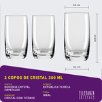 Jogo com 2 Copos De Cristal Para Água 380 ml Linha Ideal Bohemia