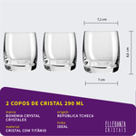 Jogo com 2 Copos De Cristal Para Whisky com 290 ml Linha Ideal Bohemia