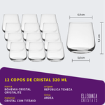 Jogo com 12 Copos de Cristal Para Whisky 320 ml Linha Ardea Bohemia