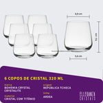Jogo 6 Copos de Cristal Para Whisky 320 ml Ardea Bohemia