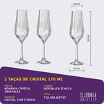 Jogo 2 Taças de Cristal Para Champagne 170 ml Tulipa Optic Bohemia