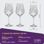 Jogo 2 Taças de Cristal Para Vinho Branco 350 ml Tulipa Optic Bohemia