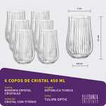 Jogo 6 Copos de Cristal Para Água ou Suco 450 ml Tulipa Optic Bohemia