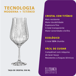 Jogo 6 Taças de Cristal Para Vinho Bordeaux 550 ml Tulipa Optic Bohemia