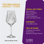 Jogo 6 Taças de Cristal Para Água ou Vinho 450 ml Tulipa Optic Bohemia