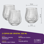 Jogo 2 Copos de Cristal Para Whisky 350 ml Tulipa Optic Bohemia