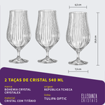 Jogo 2 Taças de Cristal Para Cerveja 540 ml Tulipa Optic Bohemia