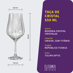 Taça de Cristal para Vinho Bordeaux com 550 ml Linha Tulipa Optic Bohemia