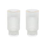 Copo Alto De Cristal Wolff 370 ml Borda Dourada Lines 2 Peças