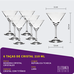Taça De Cristal Bohemia Para Martini 210 ml Lara 6 Peças