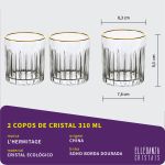 Copo Baixo de Cristal L'Hermitage Para Whisky 310 ml Soho Borda Dourada 2 Peças