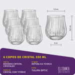 Jogo de Taças e Copos de Cristal Bohemia Tulipa Optic 48 Peças