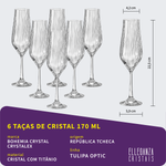 Jogo de Taças e Copos de Cristal Bohemia Tulipa Optic 48 Peças