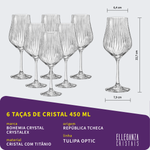 Jogo de Taças e Copos de Cristal Bohemia Tulipa Optic 48 Peças
