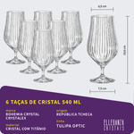 Jogo de Taças e Copos de Cristal Bohemia Tulipa Optic 48 Peças