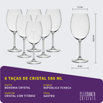 Jogo com 6 Taças de Cristal Para Água ou Vinho 580 ml Linha Gastro/Colibri