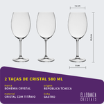 Jogo com 2 Taças de Cristal Para Água/Vinho com 580 ml Linha Gastro/Colibri