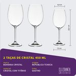 Jogo 2 Taças de Cristal Para Vinho Tinto 450 ml Linha Colibri/Gastro Bohemia