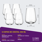 Jogo com 6 Copos de Cristal Para Água 300 ml Linha Ardea Bohemia