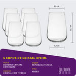 Jogo com 12 Copos De Cristal Para Água e Whisky Linha Ardea Bohemia
