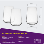 Jogo com 2 Copos Longos de Cristal Para Água 470 ml Linha Ardea Bohemia