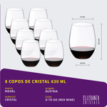 Copo de Cristal Ultraleve Riedel 600 ml O To Go 8 Peças