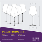 Taça de Cristal Ultraleve Lehmann Para Vinho Tinto 660 ml Dionysos 6 Peças