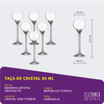 Jogo com 6 Taças de Cristal para Licor com 80 ml Linha Carduelis Bohemia