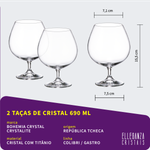 Jogo com 2 Taças de Cristal Para Cognac 690 ml Gastro/Colibri Bohemia