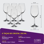 Jogo com 6 Taças de Cristal Para Vinho Tinto 350 ml Roberta Bohemia