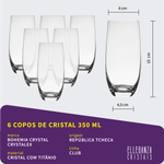 Jogo com 12 Copos de Cristal para Água e Whisky Linha Club Bohemia