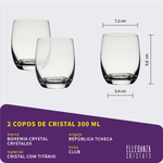 Jogo 2 Copos De Cristal Para Whisky 300 ml Club Bohemia