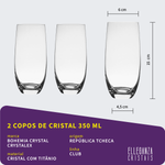 Jogo 2 Copos de Cristal para Água ou Suco 350 ml Club Bohemia