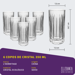 Jogo com 6 Copos de Cristal para Água 350 ml Linha Soho L'Hermitage