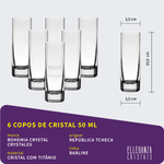 Jogo com 6 Copos de Cristal Para Vodka 50 ml Barline Bohemia