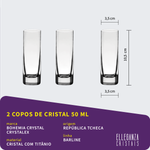 Jogo com 2 Copos De Cristal Para Vodka 50 ml Barline Bohemia