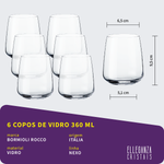 Jogo com 6 Copos De Vidro Para Água 360 ml Linha Nexo Bormioli Rocco