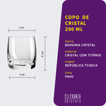Copo Baixo De Cristal Para Whisky 290 ml Linha Pavo Bohemia