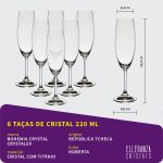 Jogo 24 Taças de Cristal Para Champagne e Vinho Roberta Bohemia