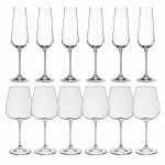 Jogo com 12 Taças de Cristal Para Champagne e Vinho Tinto Ardea Bohemia