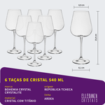 Jogo com 12 Taças de Cristal Para Champagne e Vinho Tinto Ardea Bohemia