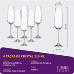 Jogo com 12 Taças de Cristal Para Champagne e Vinho Tinto Ardea Bohemia