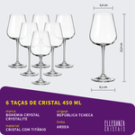 Jogo 6 Taças de Cristal Para Vinho Branco 450 ml Ardea Bohemia
