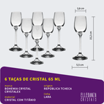 Taça De Cristal Bohemia Para Licor 65 ml Lara 6 Peças