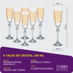 Taças de Cristal Elisabeth Decorada em Dourado Bohemia 12 Peças